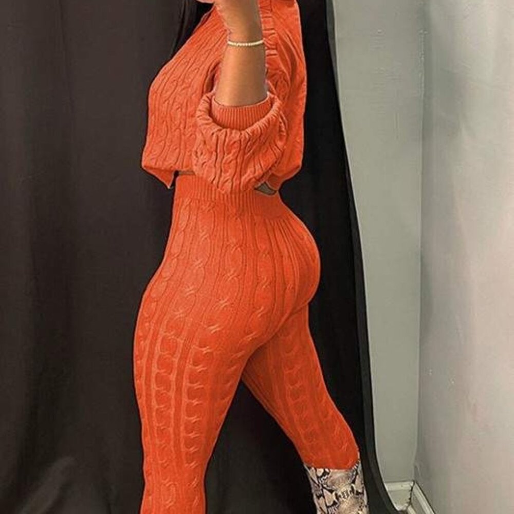 Knitted Hoodie and Tights Set